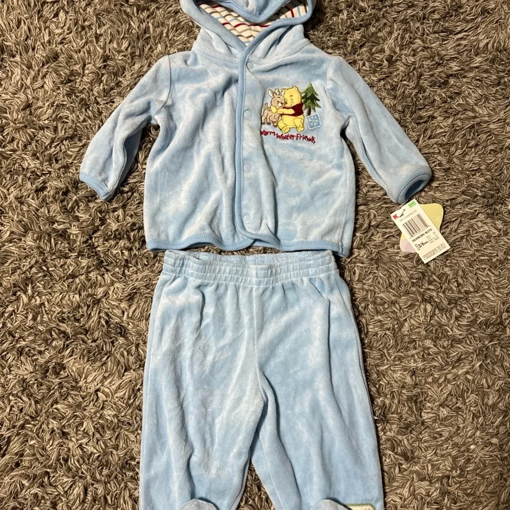 Vintage Disney Winnie the Pooh Embroidered Two Pc Set Boys Sz 3-6 months